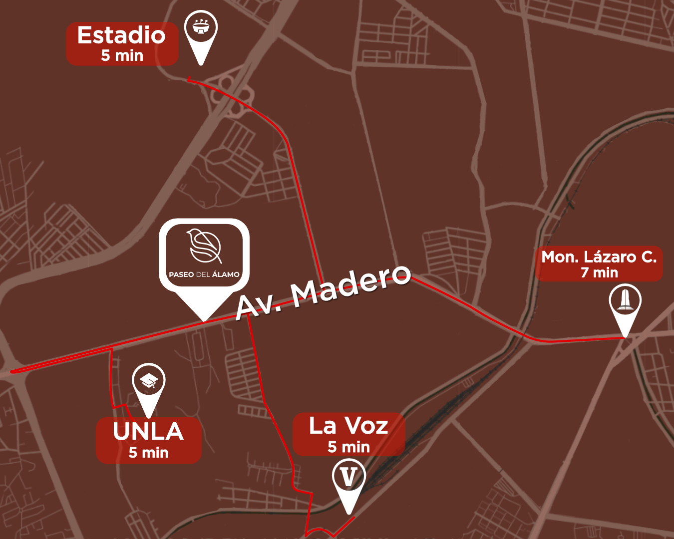 Croquis de ubicación de Paseo del Álamo